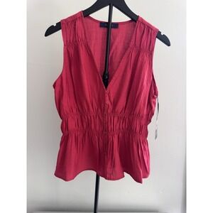 NWT's Rachel Roy Blouse Women's Large Red Sleeveless Peplum Boho Top